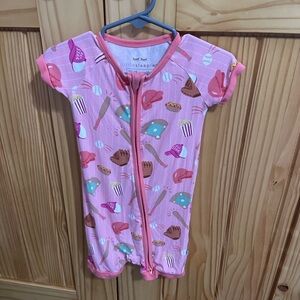 Little Sleepies Pink and Tan Baseball Shorty Zippy